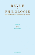 Revue de philologie, de littérature et d'histoire anciennes, v.  85